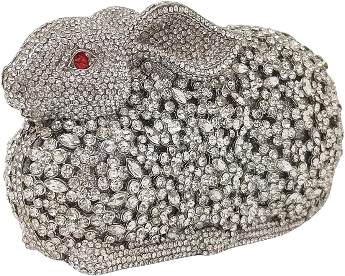 Cute Rabbit Evening Bag Bunny Rhinestone Purse Animal Crystal Clutch for Party Wedding Prom Handbag