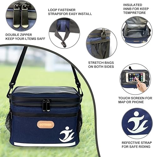 Miniatura 2 de GOTINSN Bolsa de almuerzo aislada de 6 L, bolsa térmica a prueba de fugas, con alta capacidad como bolsa para manillar de bicicleta, para viajes,
