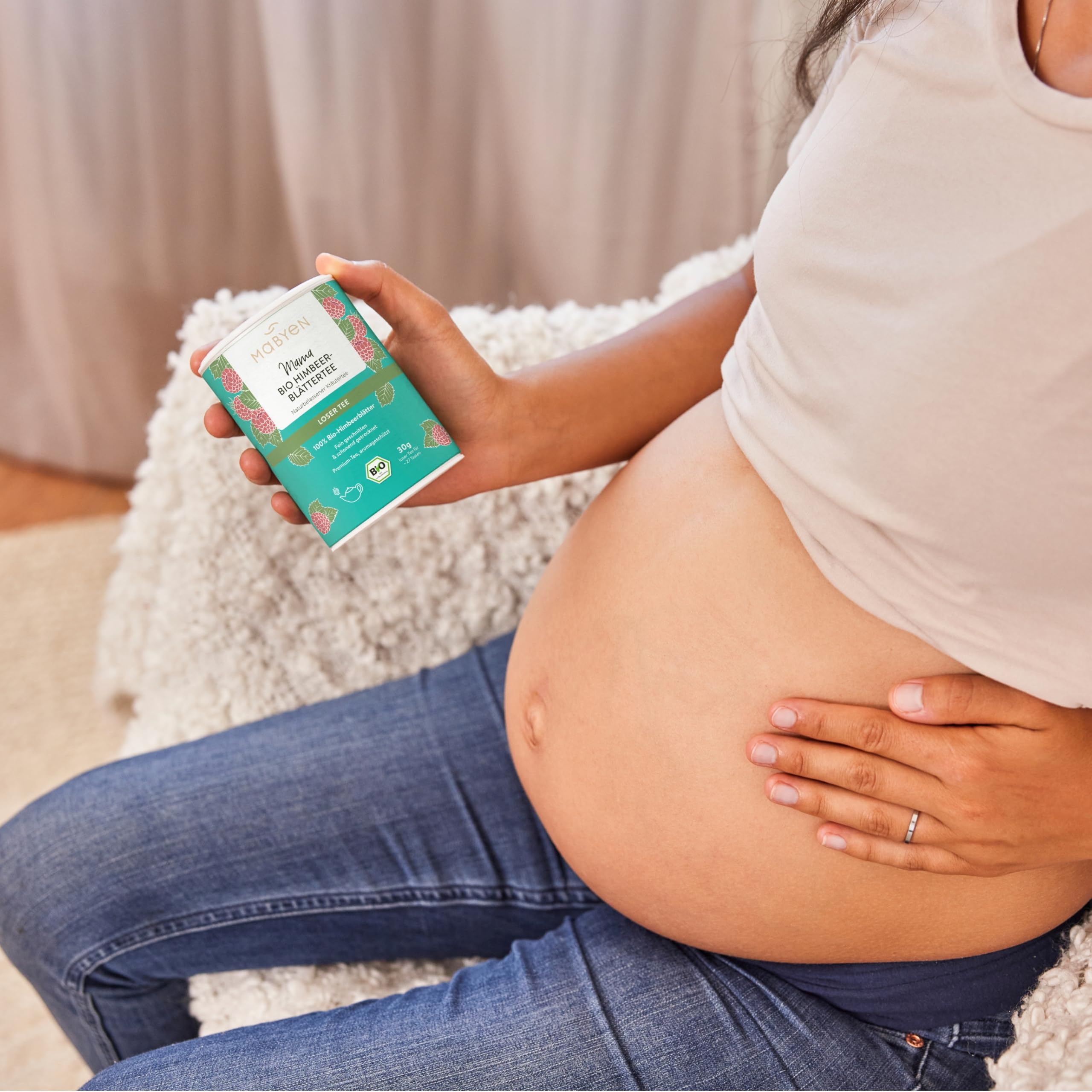 MABYEN Set di preparazione al parto per la mamma | con 2 x Tè alla fragola e 1x Bagno di fieno - 3 prodotti + sacchetto di tessuto - Cofanetto regalo - Set per la gravidanza - Bagno - Preparazione al
