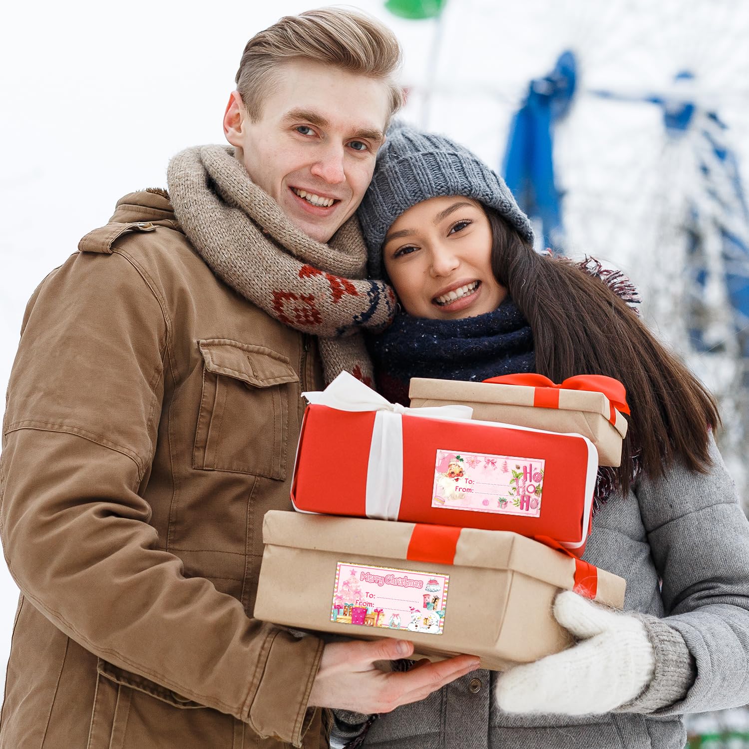 500 etichette per regali di Natale, etichette adesive per confezioni regalo di Natale, etichette con nome Merry Christmas per pacchetti, etichette per regali di Natale per favori, etichette per regali
