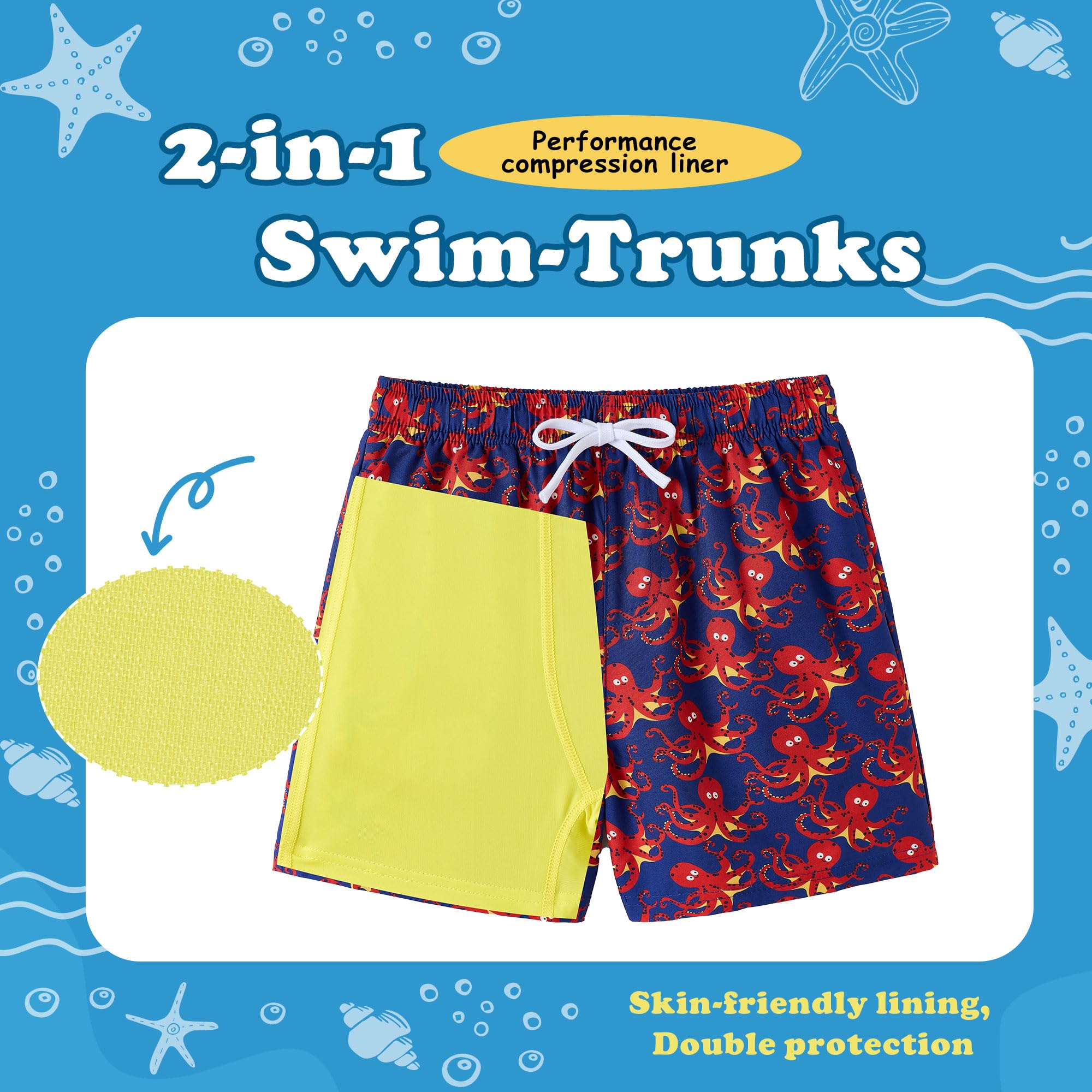 UMELOK Costume da bagno per bambini con fodera a compressione | 2 in 1
