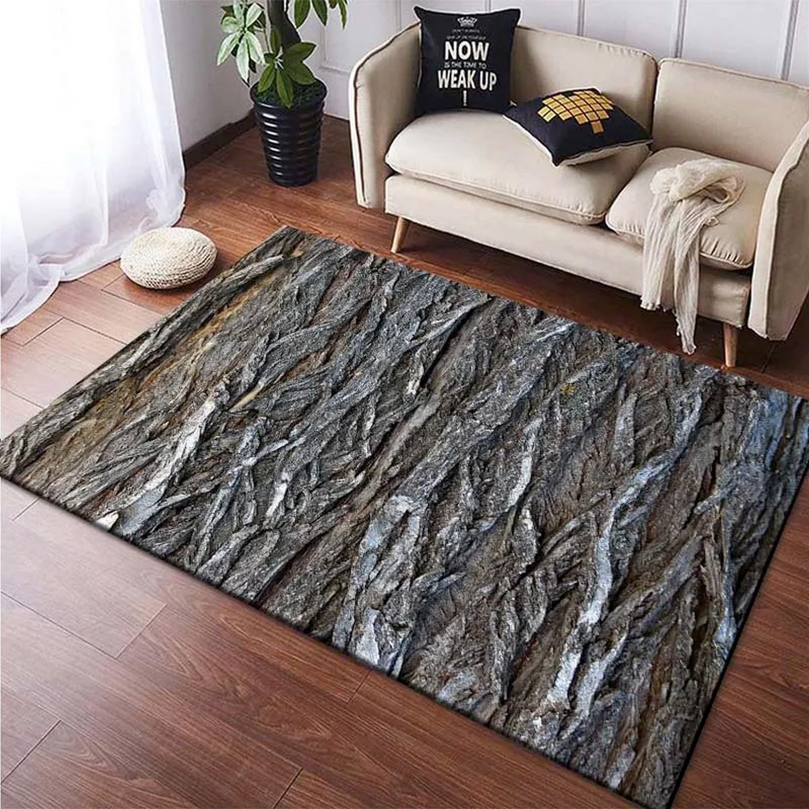 Tapis antidérapant de salon au nettoyage facile et envers en caoutchouc stable