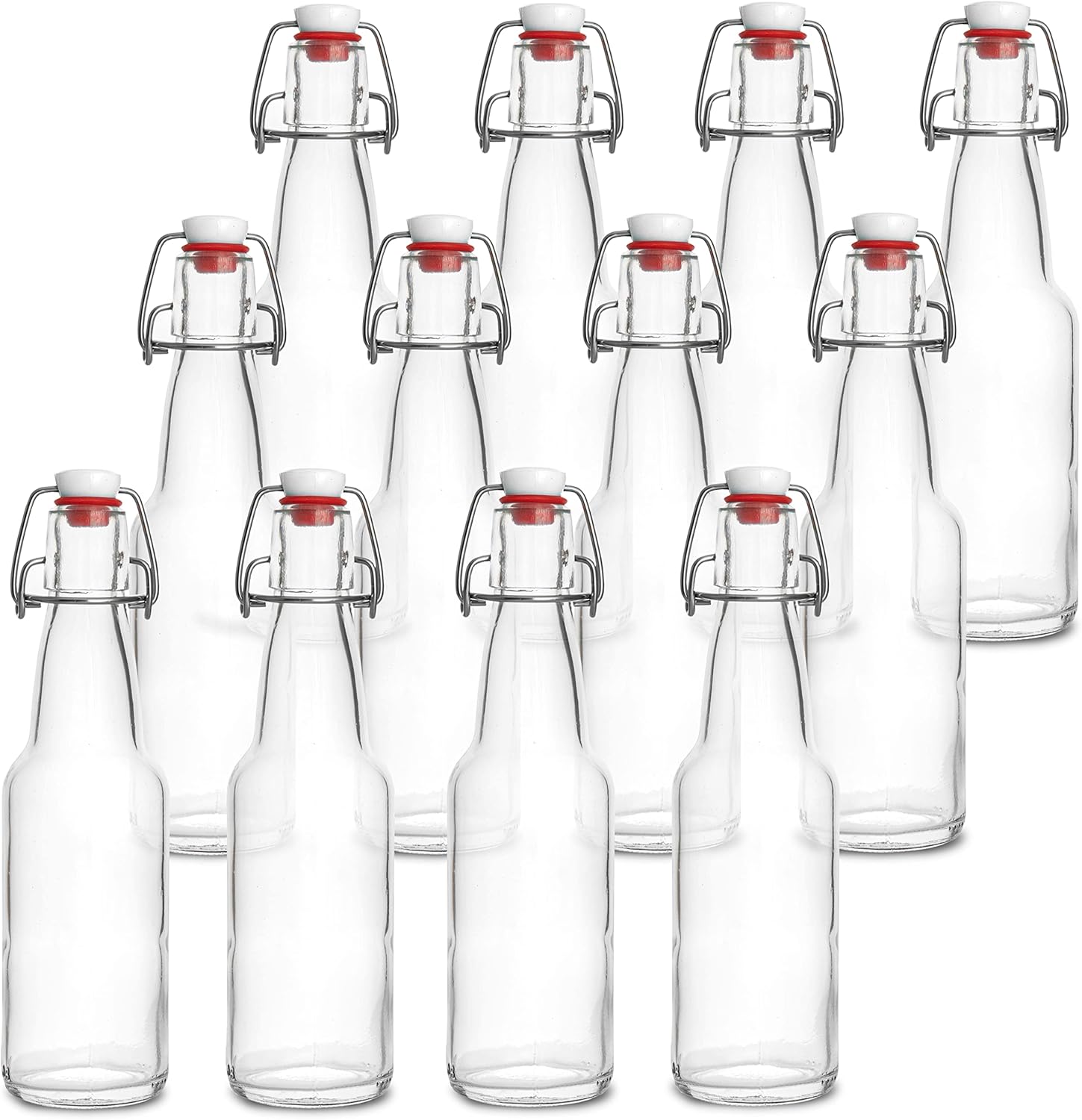 Barcaloo 12oz Flip Top Clear Glass Beer Bottles for Home