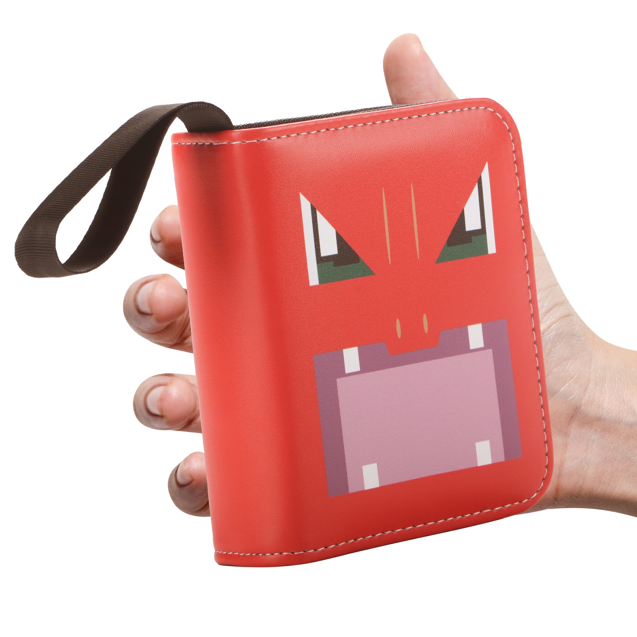 Mini Card Binder, 2-Pocket Portable Card Collector Holder Book, Trading Card Binder Display Storage Carrying Case, 80 Cards with 40 Removable Pages Fire