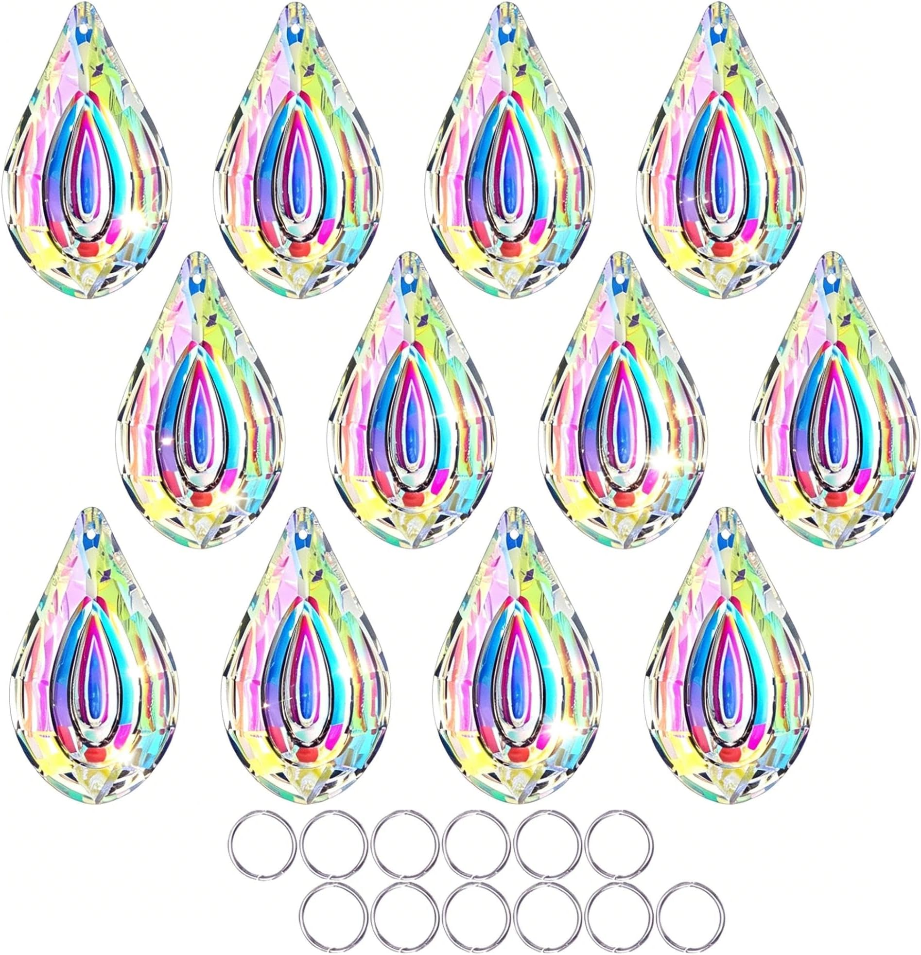 12pcs Suncatcher Crystal 50mm AB Loquat Shape Chandelier Parts Drops Prisms