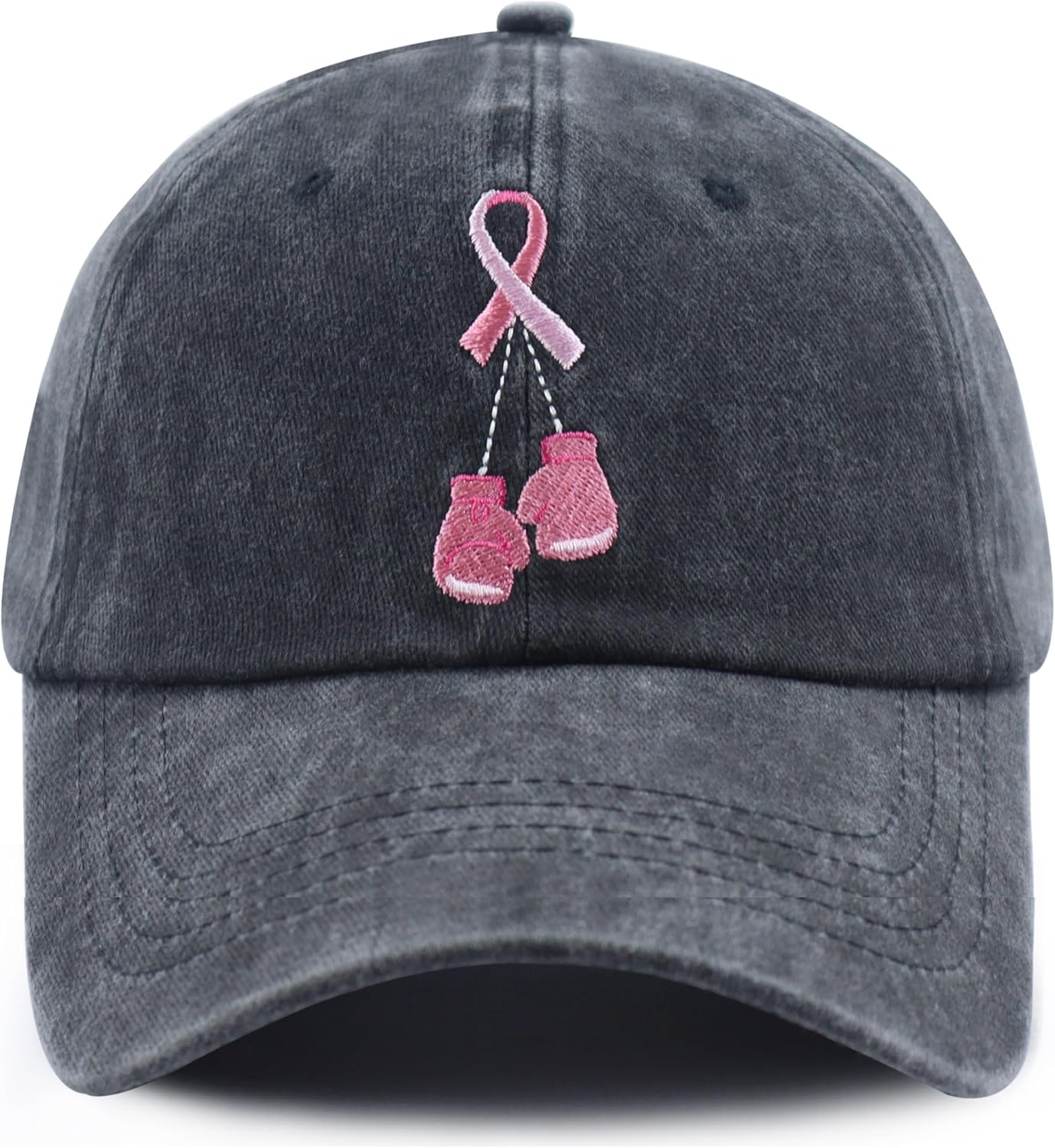 Breast Cancer Awareness Hat for Women Girls, Adjustable Cotton Pink Ribbon Boxing Embroidered Baseball Cap