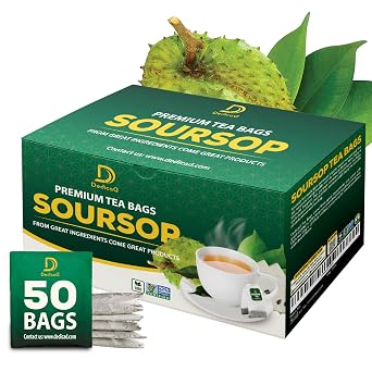 DEDICAD 1500Mg Soursop Tea Bags - 50 Bags, 1.5gr/bag Pure Soursop Graviola Leaves Tea Bags, Pleasant Taste Natural Flavor Gluten & Caffeine Free - Support Rest well, Digestion Health, Healthy Skin