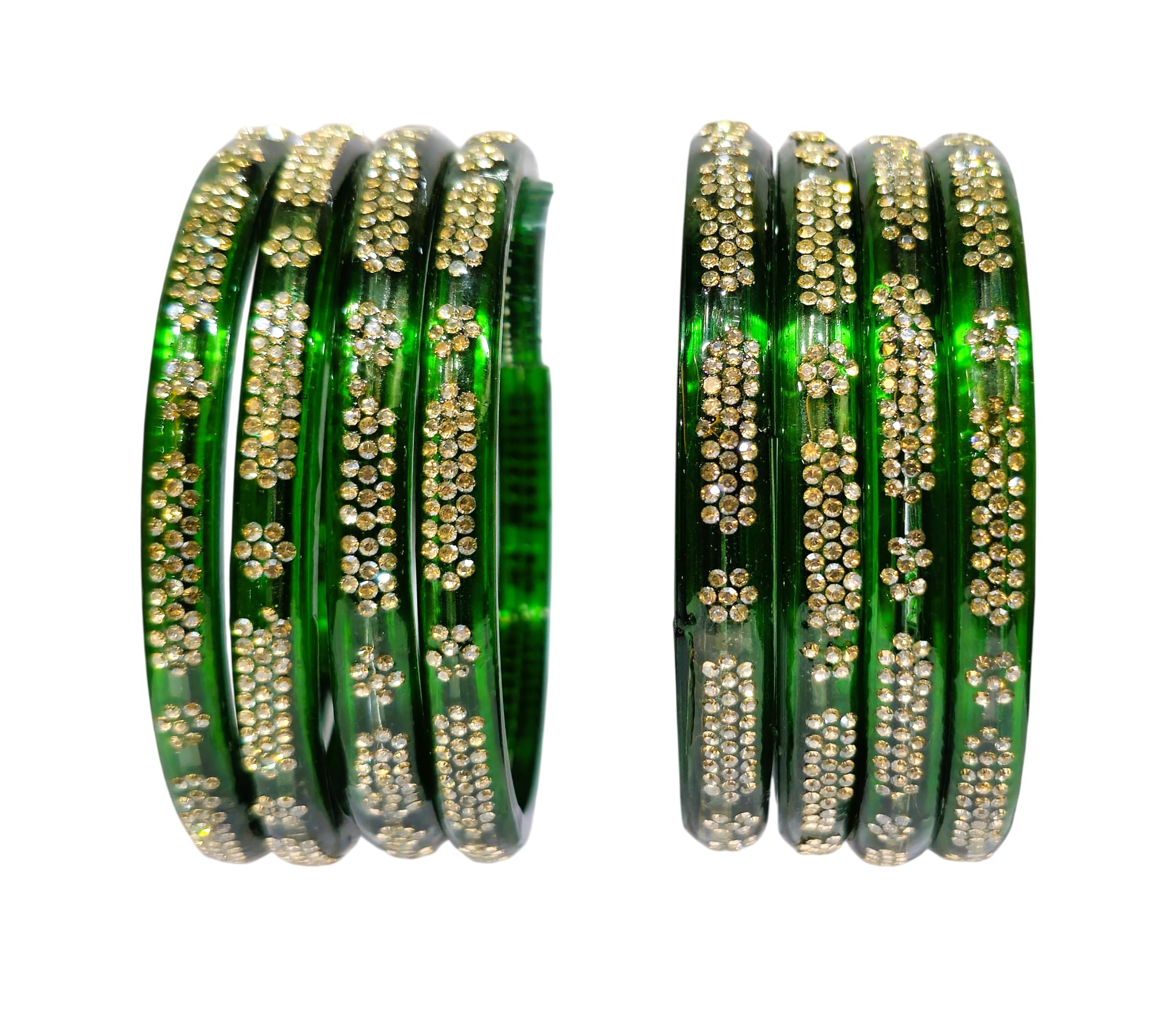 Stone Studded Glass Kada Bangles for Women & Girls | Pack of 8 Designer Glass Bangles for Women's & Girls-image-10