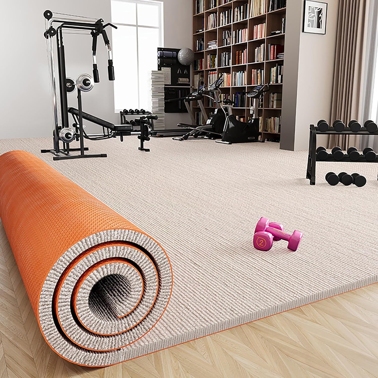 Garage Floor Mat Anti-Slip Sound-Absorbing Floor Mat 9mm Thickened Waterproof & Easy to Clean, Perfect for Garage Floor, Golf Cart Parking,High-Traffic Areas(Beige Brown,160x230cm)