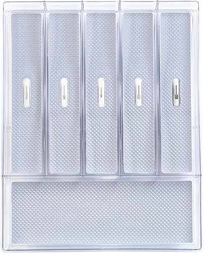 Miniatura 1 de Glad Organizador de cajones de cubiertos y utensilios, bandeja de almacenamiento de plástico transparente dividida con 6 compartimentos para