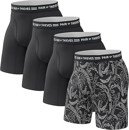 Pair of Thieves Men’s Long Boxer Briefs – Soft, Breathable, Quick-Dry Underwear with 4-Way Stretch – Multi-Pack