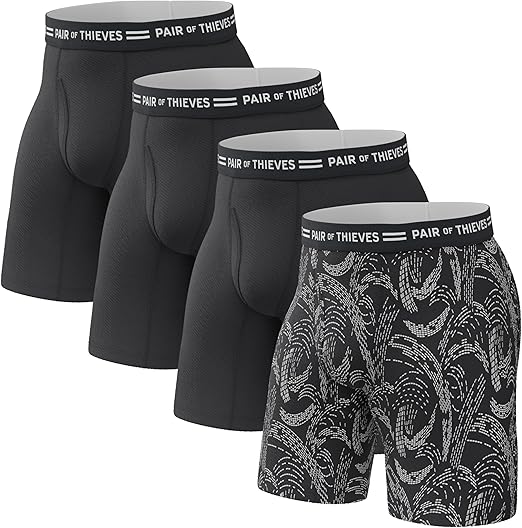 Pair of Thieves Men’s Long Boxer Briefs – Soft, Breathable, Quick-Dry Underwear with 4-Way Stretch – Multi-Pack