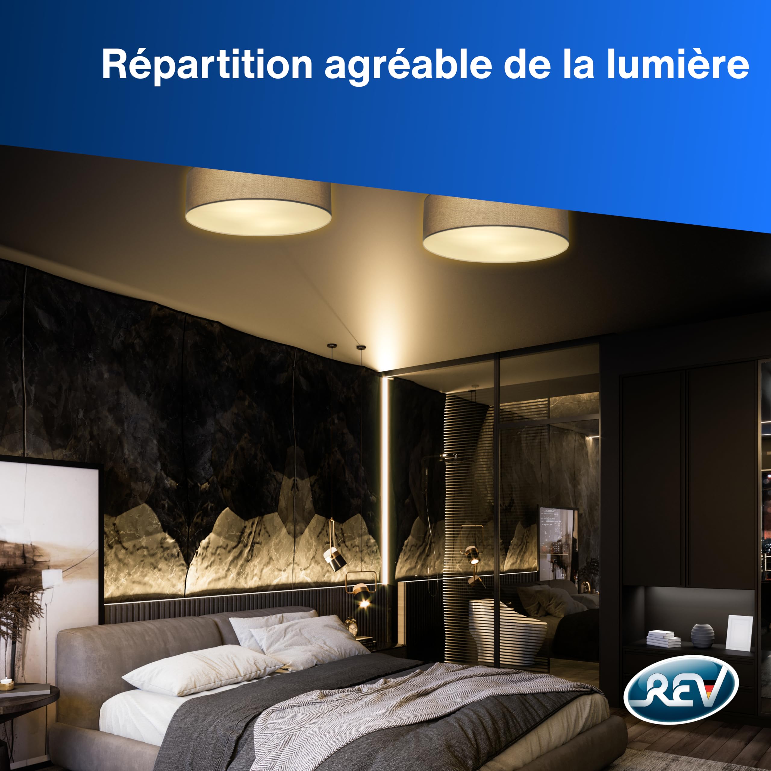REV Plafonier - 50cm, rond, avec abat-jour en tissu, taupe
