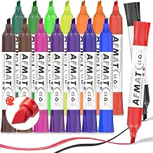 AFMAT Dry Erase Markers, 16-Count 16 Colors Whiteboard Markers, Chisel Tip, High-Capacity Liquid Ink for 1,100m Writing Length, w/Visible Ink Level, Low Odor Erasable for Teacher Office Classroom