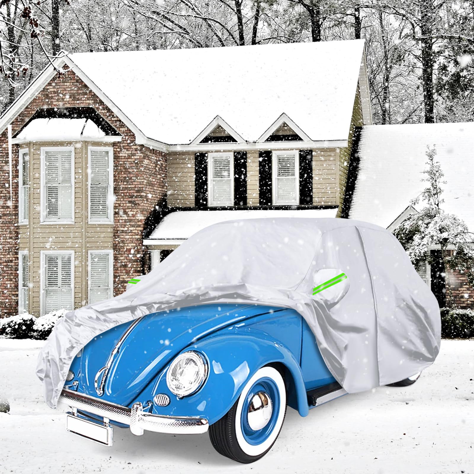 Housse de voiture, de rechange, pour VW Beetle 1960-1980, réfléchissante, toutes saisons, avec fermeture éclair et sangle coupe-vent, convient pour toutes les saisons