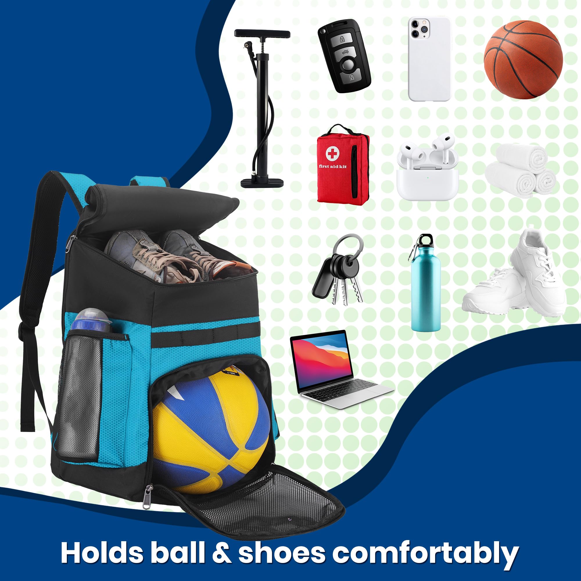 Basketball Backpack Large Sports Bag for Men&Youth,Gym Bag with Separate Ball & Shoes Compartment,Travel Bag for Basketball,Soccer,Volleyball