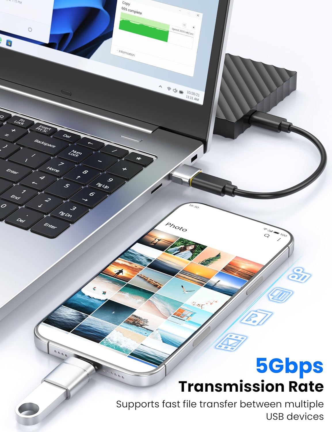 USB to USB C Adapter & USBA to USBC Adapter Combo 10-Pack Set, USB Adapter Kit Compatible with MacBook Pro/Air,iPhone 17 16 Pro Max/15 Plus/14 13 12 Samsung Galaxy S25/S24/S23/S22