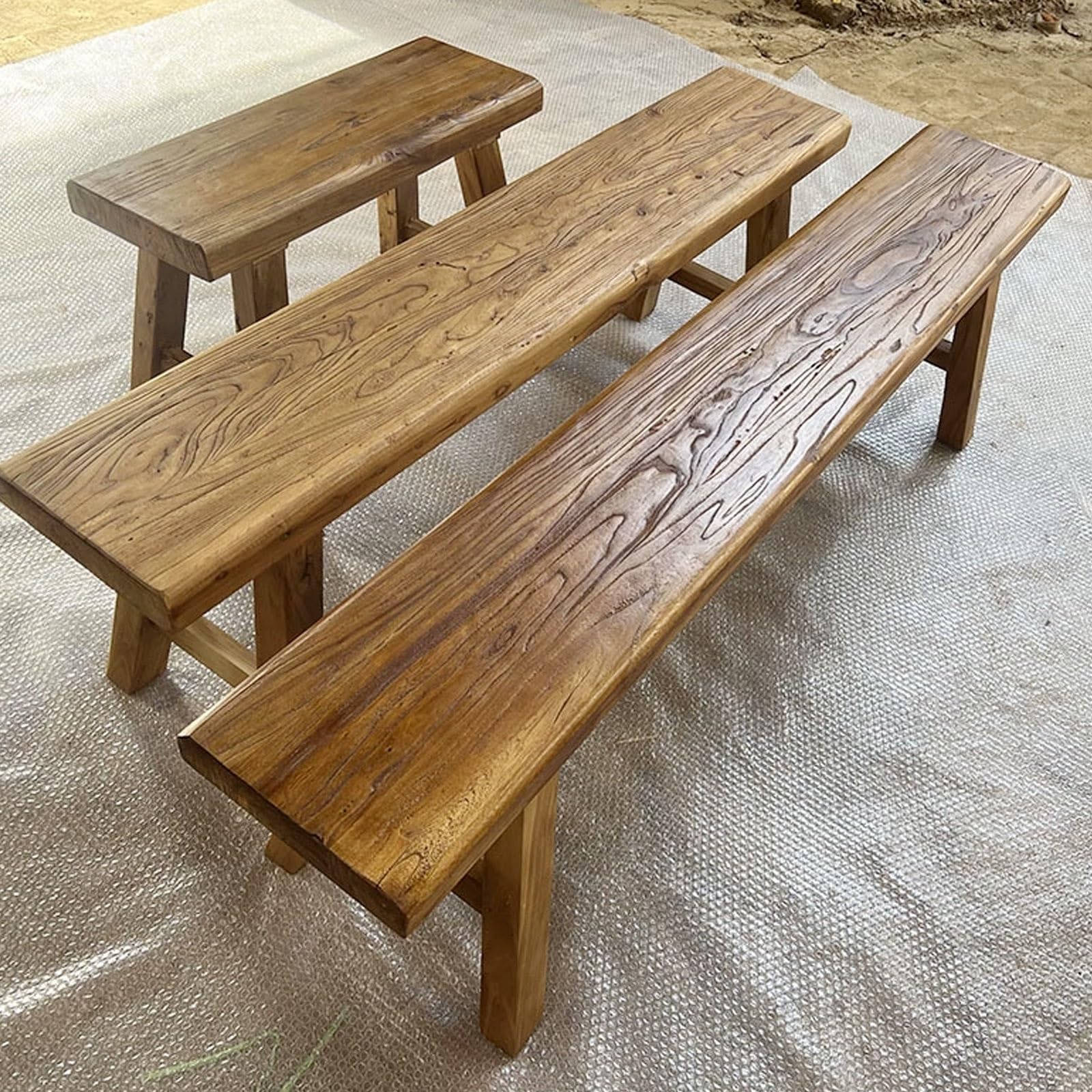 Banco de comedor de madera para interiores, banco delgado de entrada de madera rústica para extremo de la cama (50 cm)