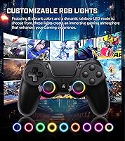 Vista 2 de TJPD 2 Pack for PS4 Controller, Wireless Controller for PS4ProSlimPC, with 2 Rear Button and 2 USB-C Cable! (Black and Blue)