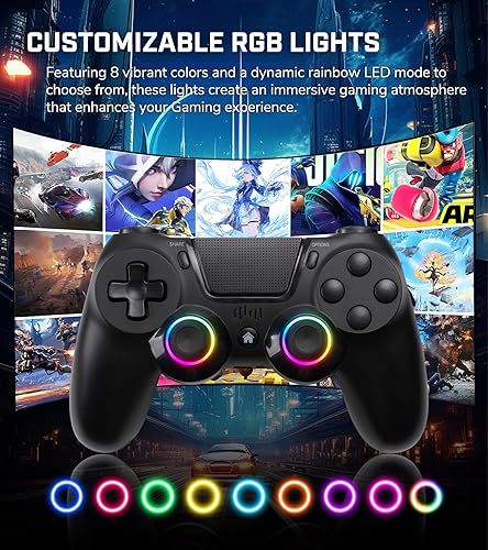 Miniatura 2 de TJPD 2 Pack for PS4 Controller, Wireless Controller for PS4ProSlimPC, with 2 Rear Button and 2 USB-C Cable! (Black and Blue)