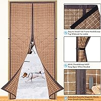Vista 4 de Cortina de puerta magnética con aislamiento térmico para invierno, construcción de tres capas para un mejor aislamiento, relleno de fibra