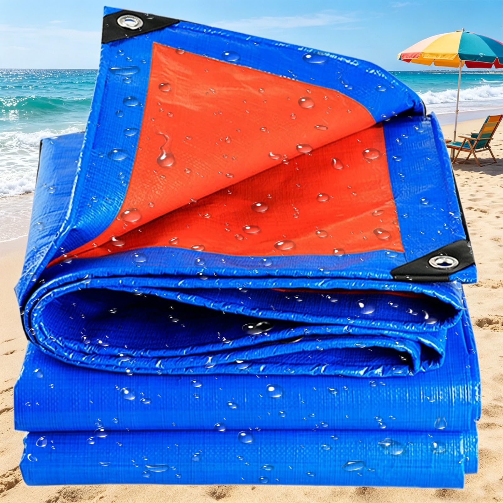 Waterproof Tarpaulin 460 x 490 cm Weatherproof Snow Dust UV Pe Tarpaulin Sheet 120 G M², Reinforced Corners for Garden Furniture Camping, Blue