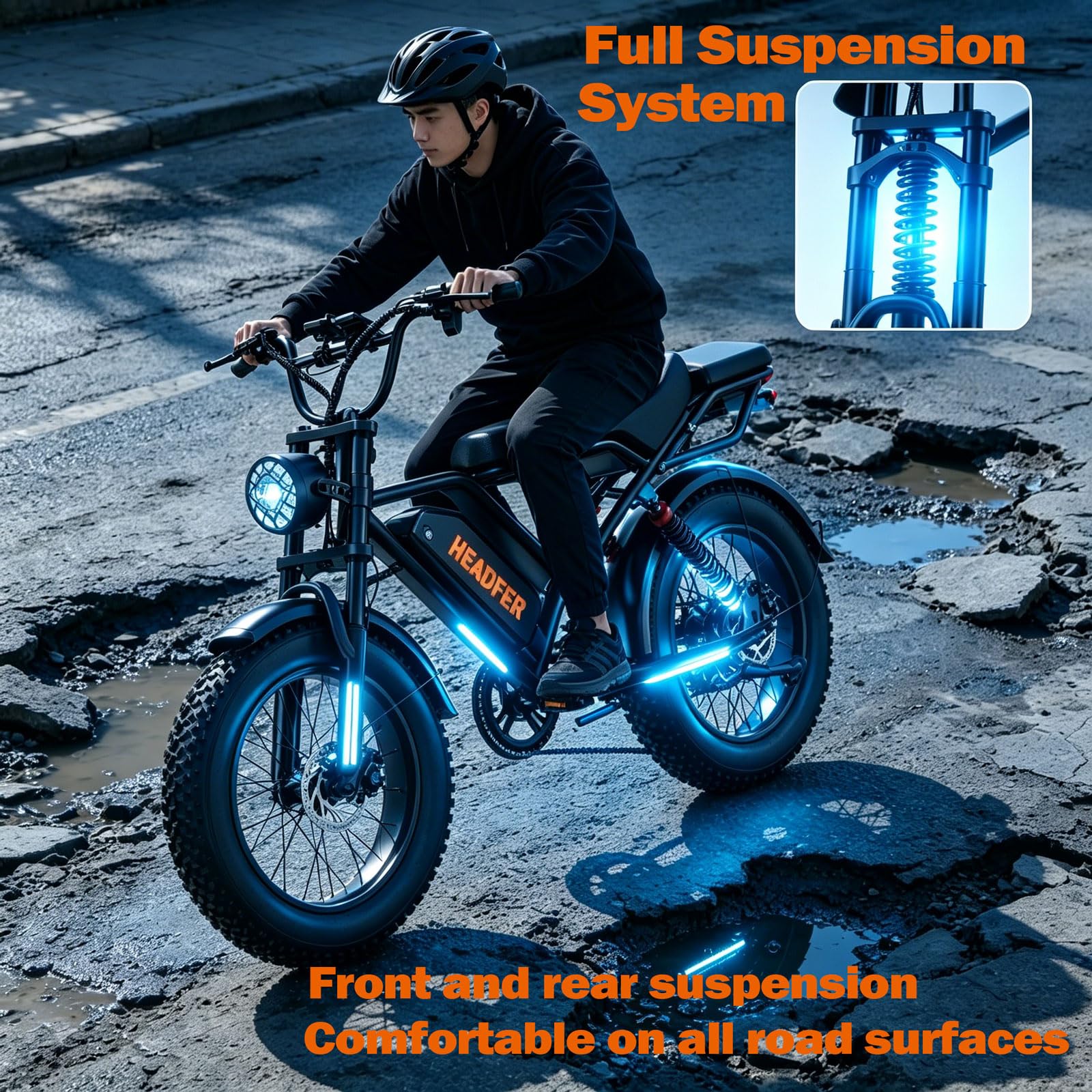 Bicicletta elettrica per adulti BK20, batteria rimovibile 48V20Ah, per addensare motociclette elettriche a pneumatici larghi antiscivolo, biciclette di montagna, biciclette pendolari, autonomia50-80KM