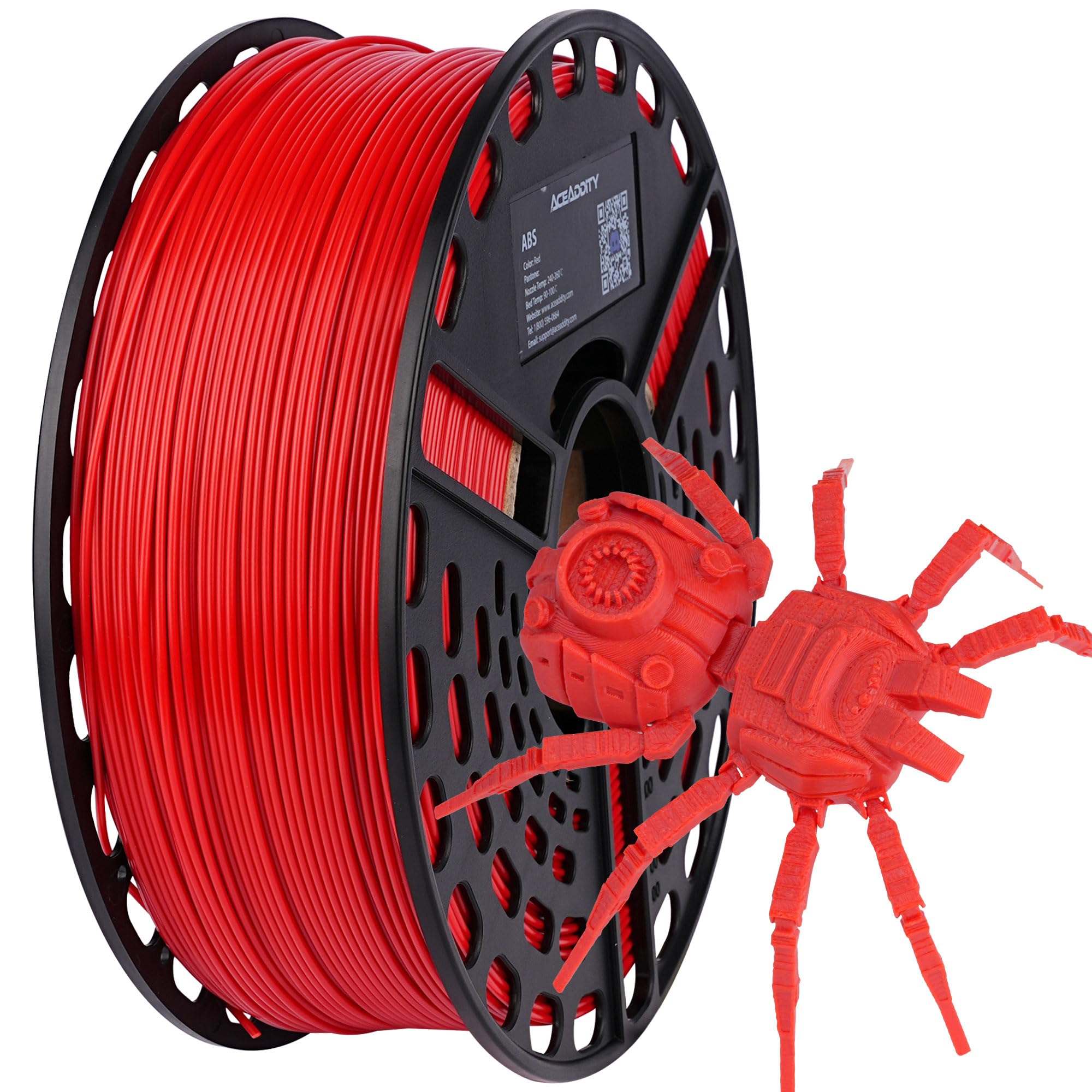 AceAddity ABS 3D Printer Filament, Heat Resistant, Dimensional Accuracy +/- 0.02 mm,1 kg Spool, 1.75 mm (Red)