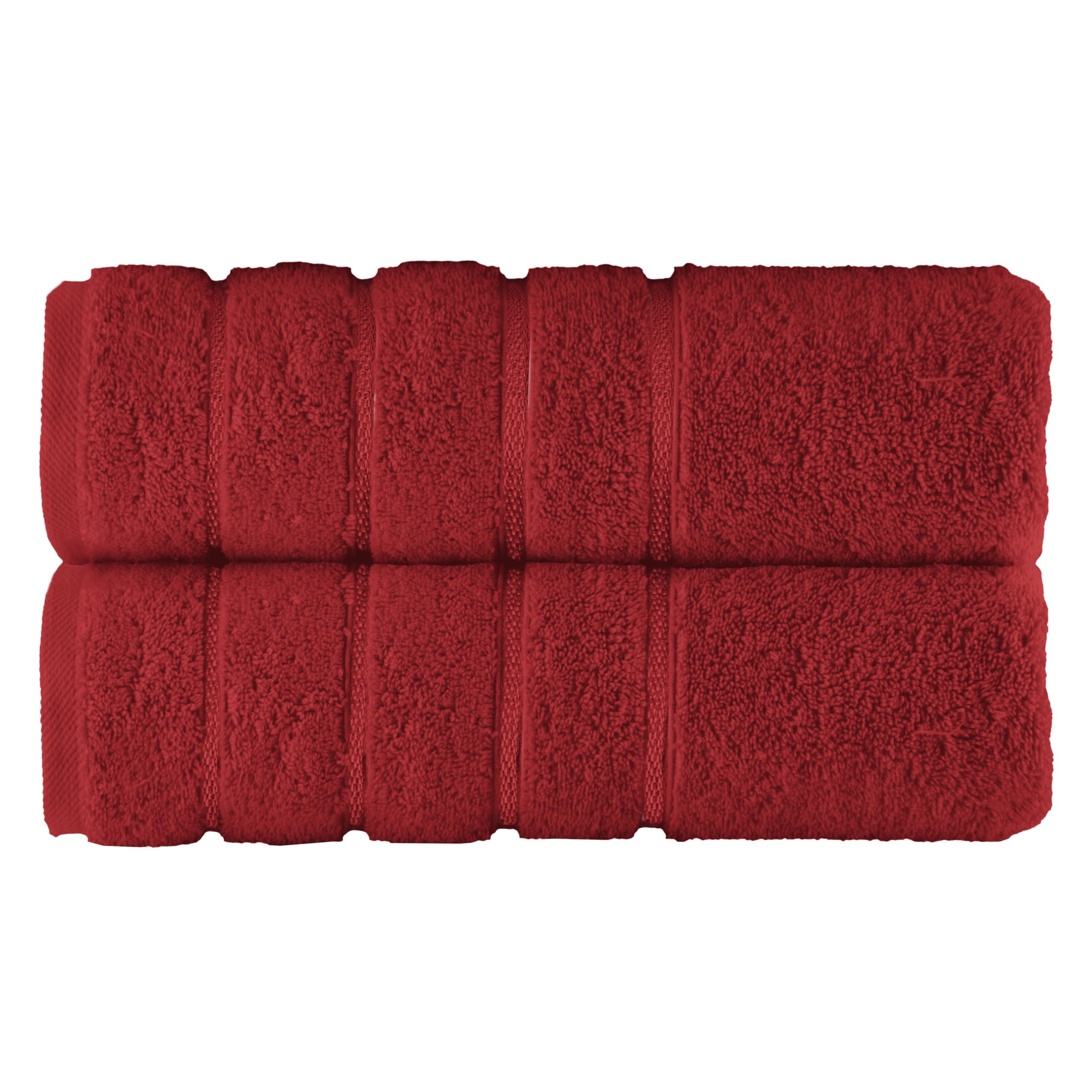 Elegant Comfort 100% Turkish Cotton 4 Lines Viscose Stripe Luxury 2 Pack Bath Towel Set 27 x 54 Inch - Super Soft and Highly Absorbent Premium Hotel Spa Quality Towels for Bathroom Use, Burgundy