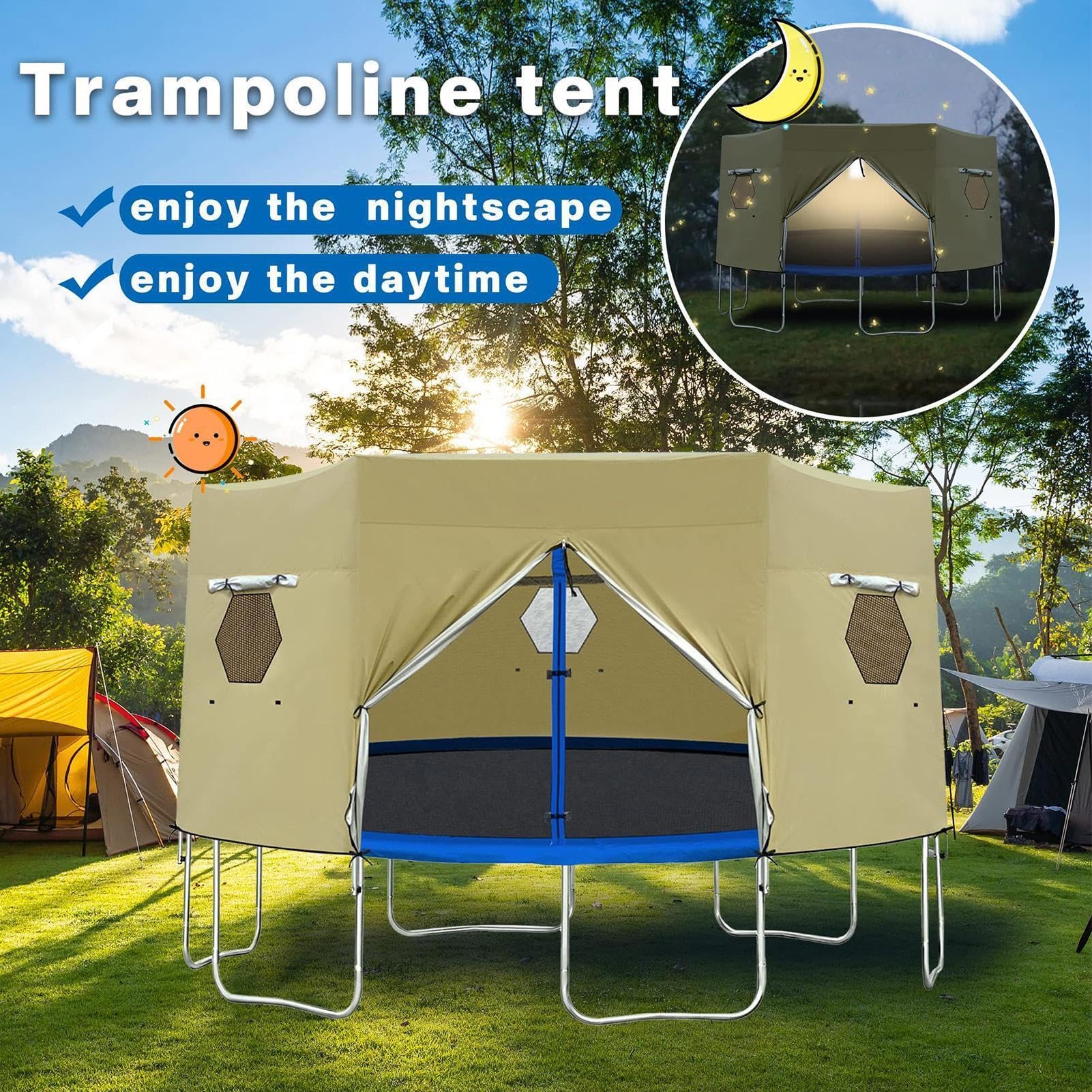 Trampolin Zelte 183/244/306/366cm Trampolin Sonnenschutz Abdeckung Wasserdicht Anti UV Outdoor Trampoline Schattenabdeckung mit Belüftungsfenster für Kinder