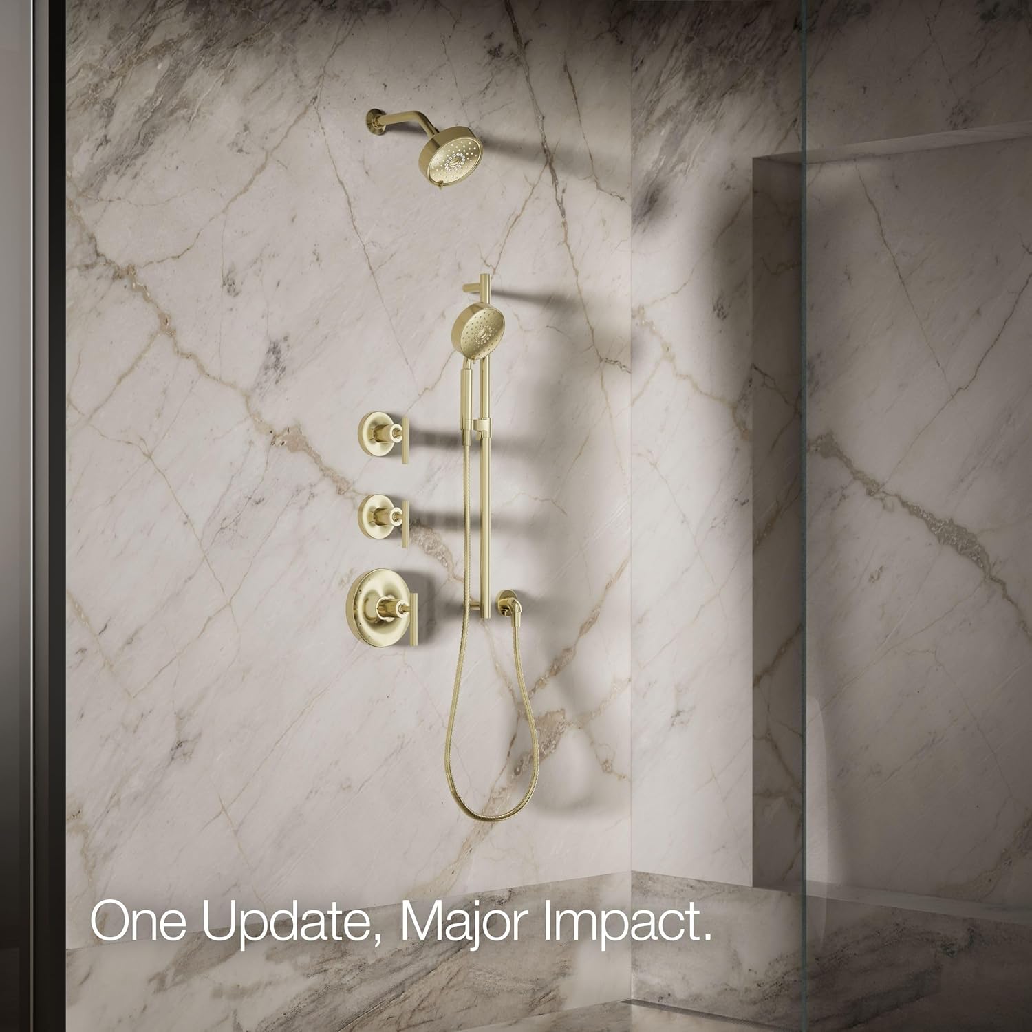 Kohler 22170-AF Purist® Three-function showerhead, 2.5 gpm, Vibrant French Gold