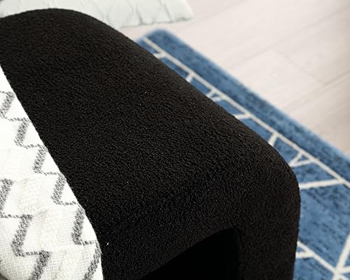 Miniatura 9 de VESCASA Banco Sherpa de 49.5 pulgadas de ancho para pasillo, banco otomano tapizado para el extremo de la cama, para entrada, dormitorio, blanco, 1