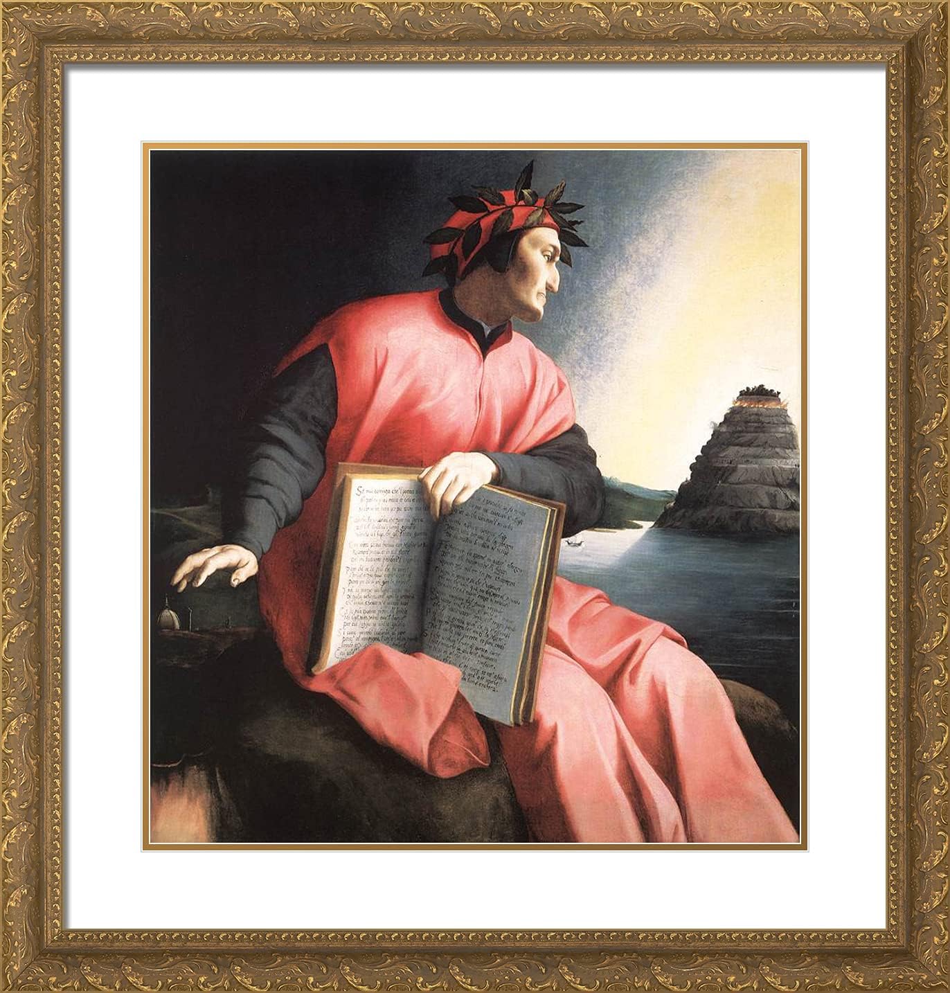 ArtDirect Bronzino, Agnolo 20x21 Gold Ornate Framed Art Print with Double Matting Titled: Allegorical Portrait of Dante