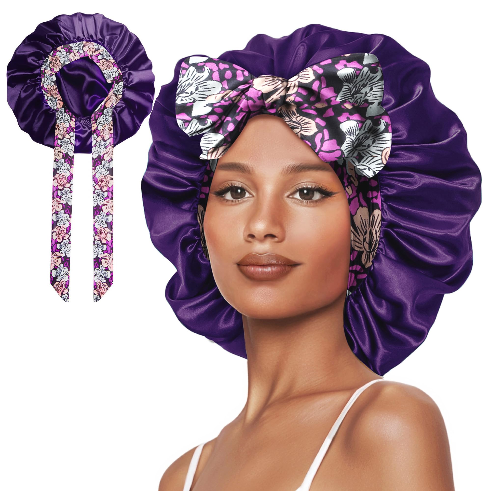 Double Layer Silk Bonnet with Tie