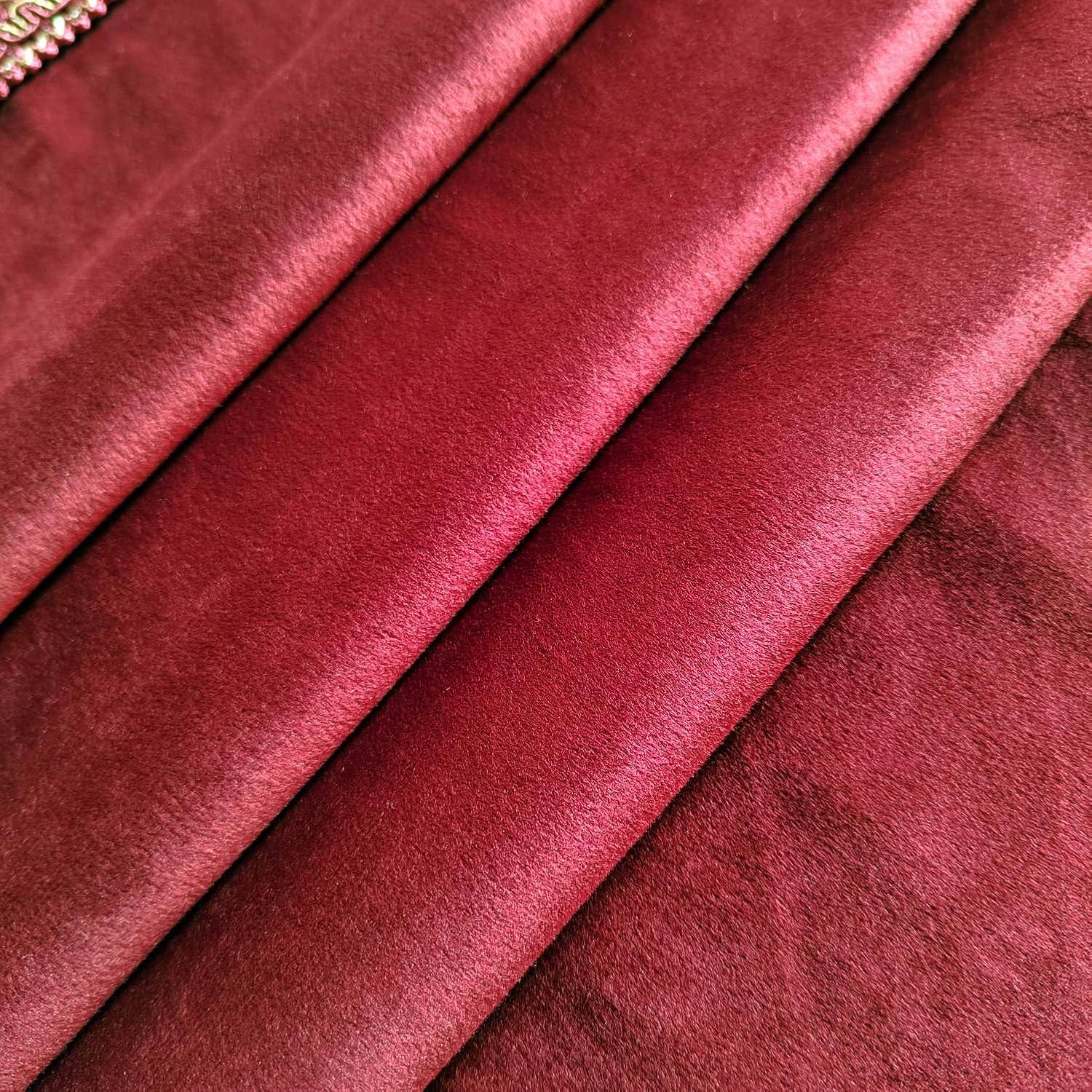 Luxury Red Velvet Swag Waterfall Curtain Valance with Tassels for Living Room Velvet Privacy Window Curtain Topper for Bathroom Bedroom Rod Pocket Top 1 Panel W59 Inch