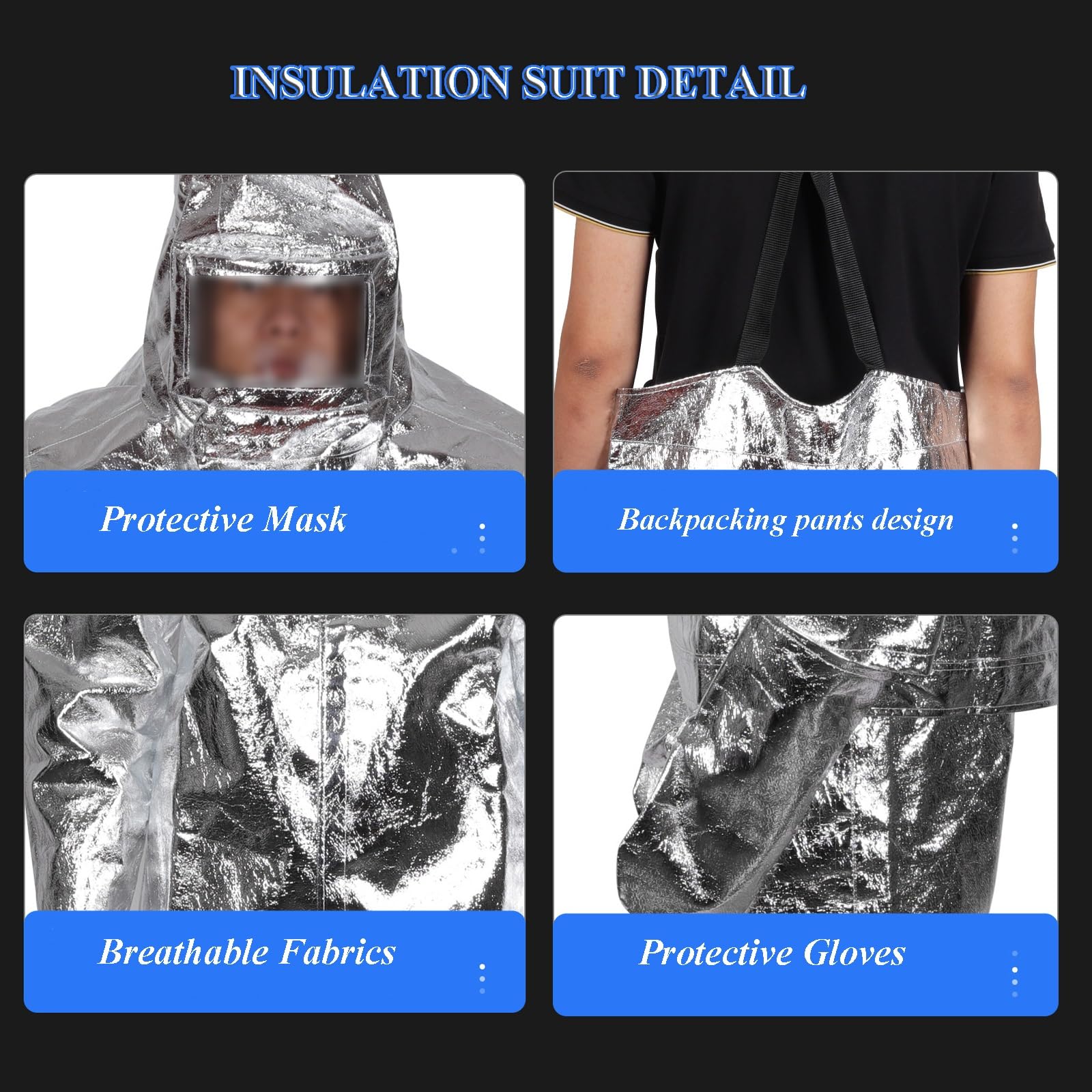 Traje Anti Radiación Térmica De 1000 Grados Ropa De Papel De Aluminio Compuesto Resistente Al Fuego Uniforme Ignífugo De Protección Contra El Calor