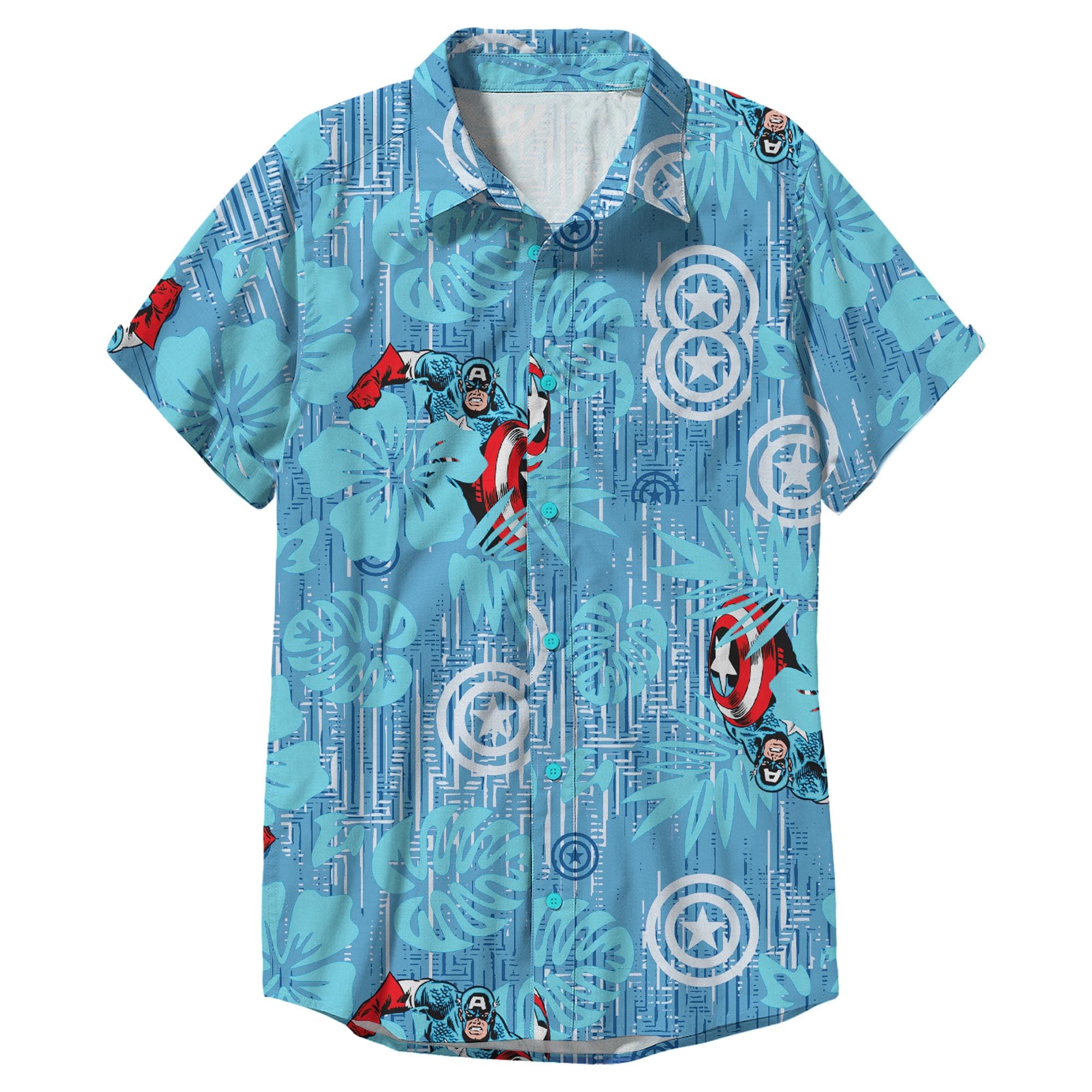 Marvel Isola di cap Camicia Button-Down Uomo (Pacco da 1)