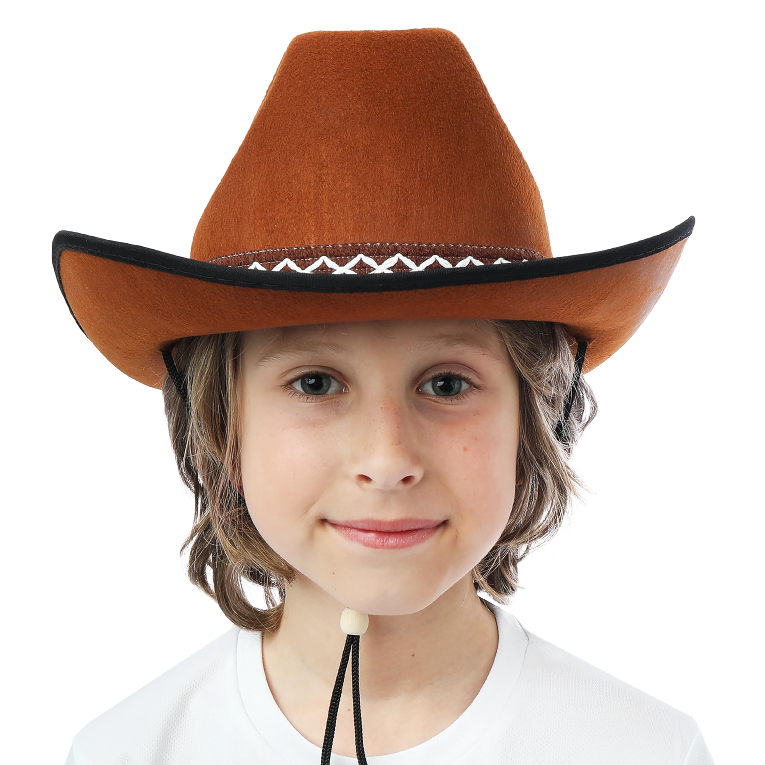 P'TIT CLOWN - 11235 - Chapeau Feutre Cowboy Enfant - Unisexe - Accessoire Déguisement Western - pour Costume Carnaval, Halloween, Cosplay, Anniversaire Fête Costumée, Spectacle - Marron