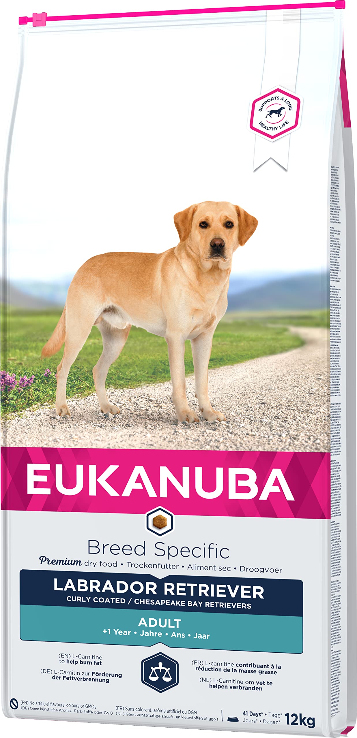 Eukanuba Breed Specific Labrador Retriever Trockenfutter - optimal auf die Rasse abgestimmtes Premium Hundefutter mit Huhn, 12 kg
