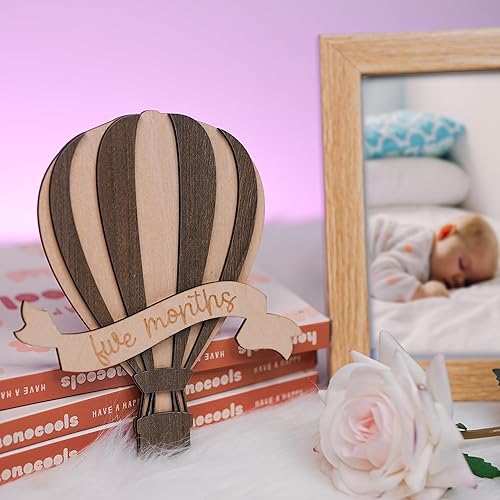 Miniatura 60 de Tarjetas de hitos mensuales para bebés, discos de hitos mensuales de madera, accesorios de fotografía para recién nacidos para documentar el Disco