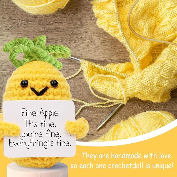 Handmade Mini Funny Positive Emotional Support Pickle, Cute Stuff Funny Knitted Wool Handwoven Ornaments Crochet Birthday Gifts Under 10 Dollars for Women Coworkers Friend Family