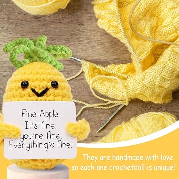 Handmade Mini Funny Positive Emotional Support Pickle, Cute Stuff Funny Knitted Wool Handwoven Ornaments Crochet Birthday Gifts Under 10 Dollars for Women Coworkers Friend Family
