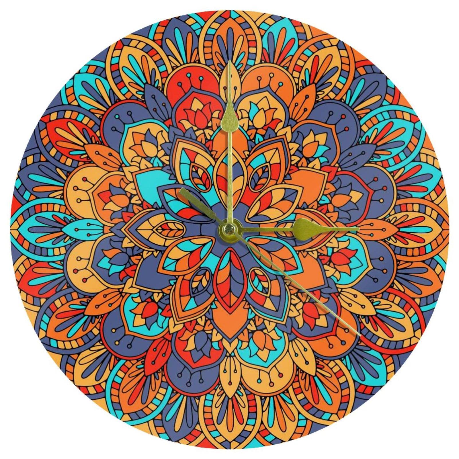 Horloge murale silencieuse acrylique mandala sans tic-tac 24cm