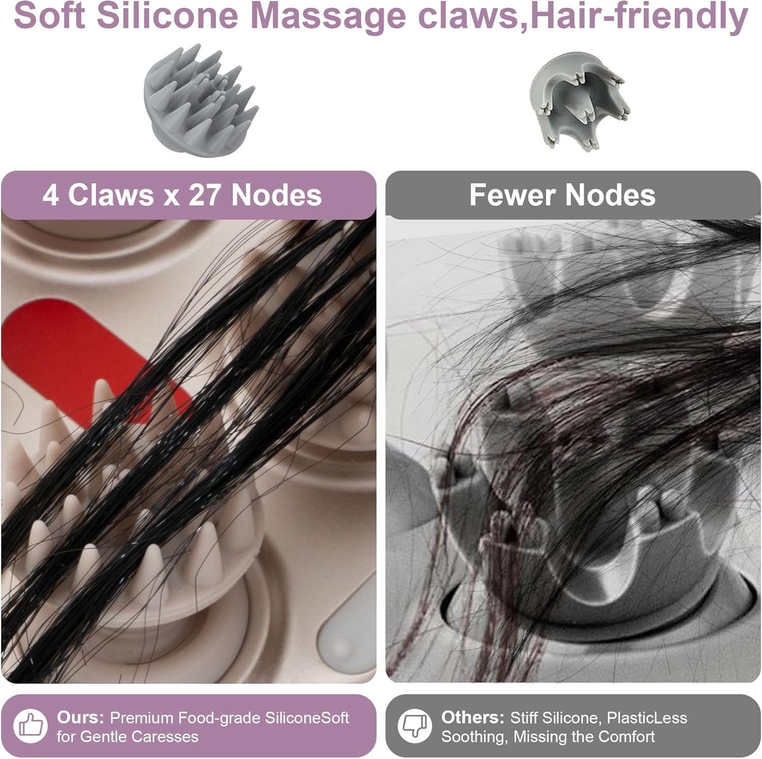 Electric Scalp Massager, Portable Head Stress Relax,IPX7 Waterproof Rechargeable Head Massager Scalp Stress Relax, Body for Deep Cleansing, Relief, Hair Growth (Gold)
