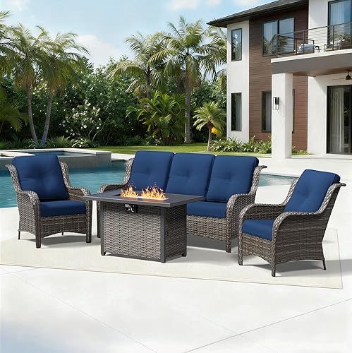 Miniatura 137 de Joyside Silla mecedora giratoria para exteriores para patio, mecedora de mimbre para exteriores con cojines de tela de olefina adecuada para porche