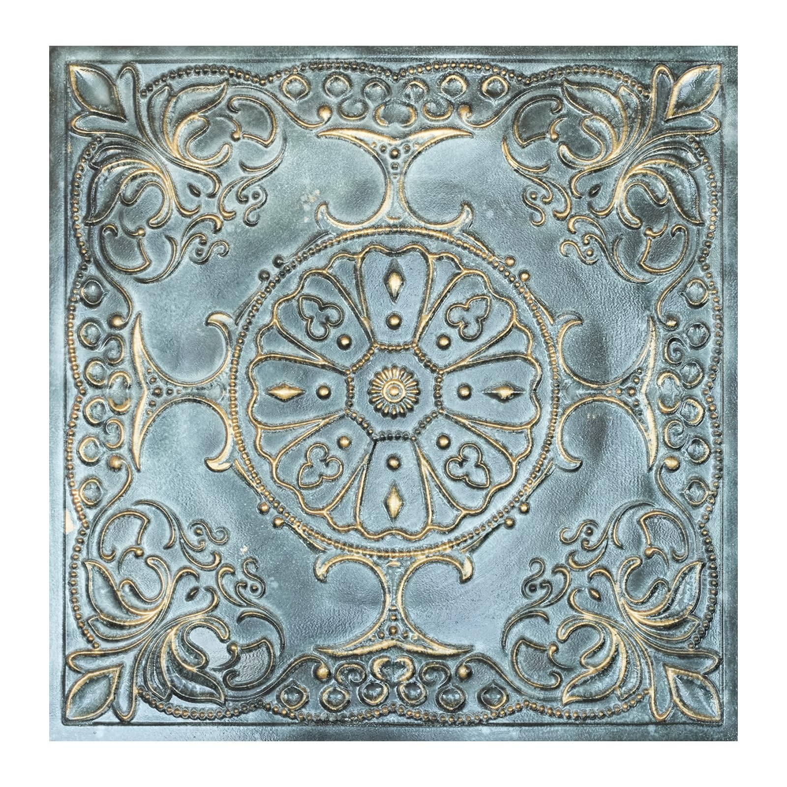 Paintsdecor Bluish Gold Artistic 3D Ceiling Tile, Interior Decorative Panel, For Groggery Pl71 10Piece