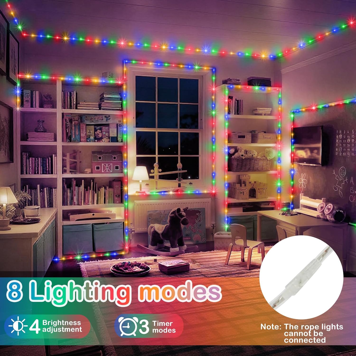 KNONEW 164FT 1000LED Rope Lights for Outside,Outdoor String Lights Waterproof 8 Modes Clear Tube Light for Indoor,Bedroom,Wedding,Garden,Patio,Christmas,Tree,Rv,Holiday Decoration(Multicolor)
