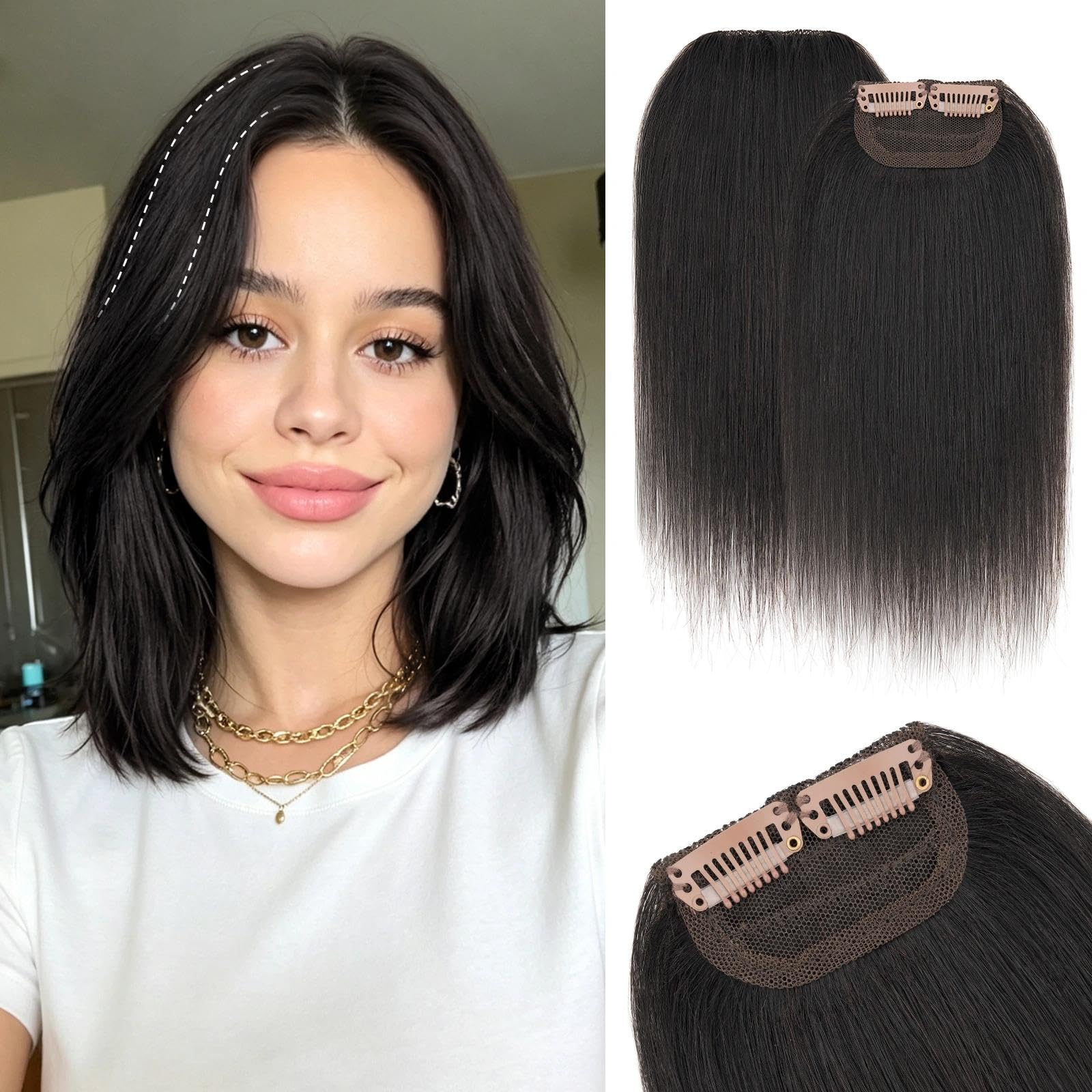 Photo 1 of Hairro Clip-In Human Hair Extensions - Natural Black, 10 Inch