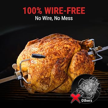 ThermoPro 600FT Wireless Meat Thermometer with Upgraded Ultra-Thin Probe, Bluetooth Meat Thermometer Wireless for Outside Grill, Smoker Thermometer for BBQ Oven Rotisserie Sous Vide (TP970)