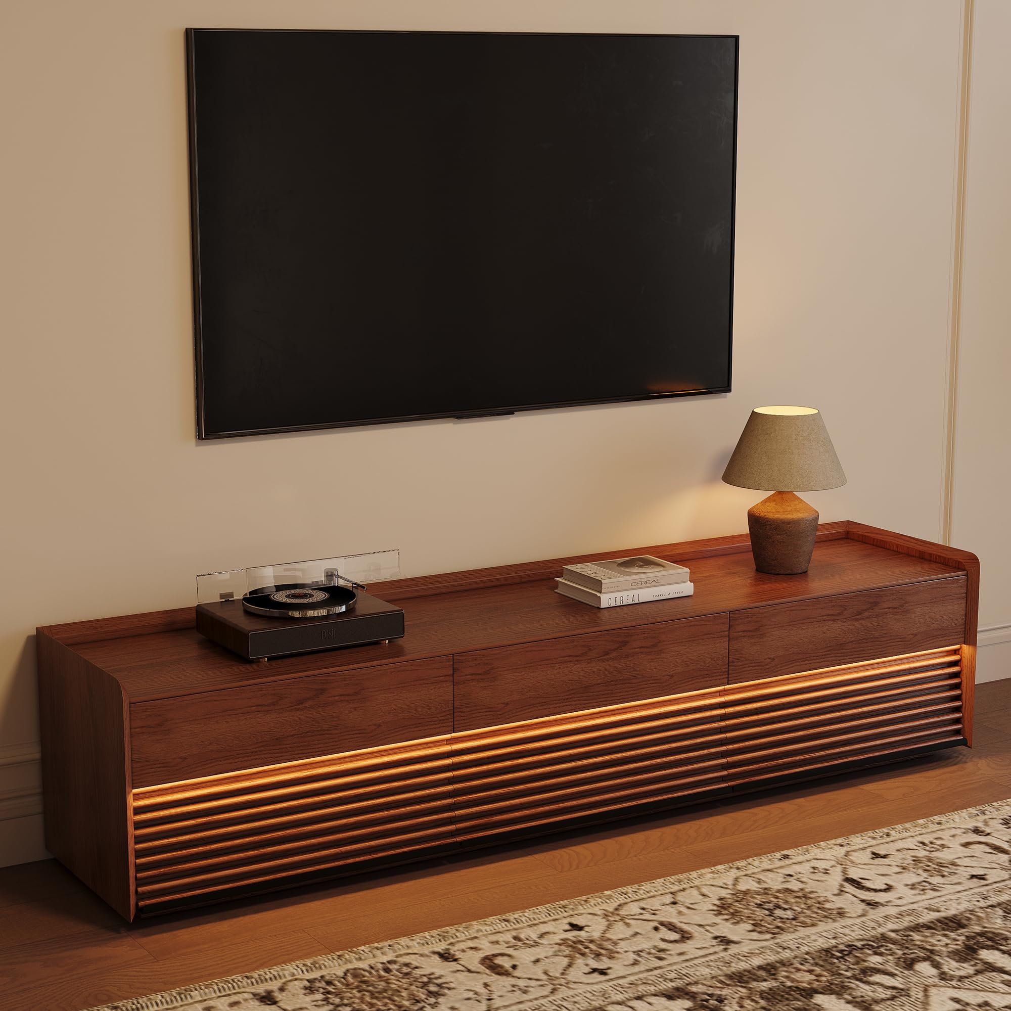 Mid-Century Modern TV Stand with Ambient LED Light